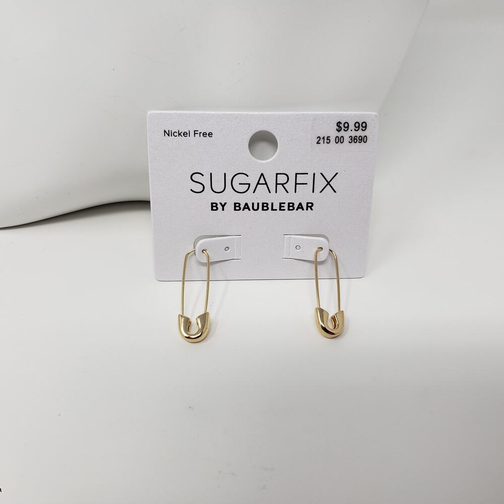 NWT Sugarfix by Baublebar Gold-Tone Lot of 3 Earrings Hoop Globe Paperclip - Picture 3 of 11